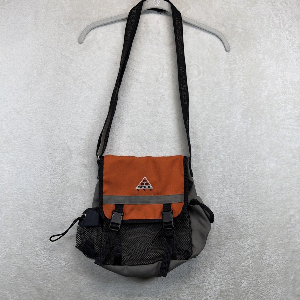 Vintage Triple Five Soul 555 Messenger Bag Orange Gray Y2K Crossbody Streetwear